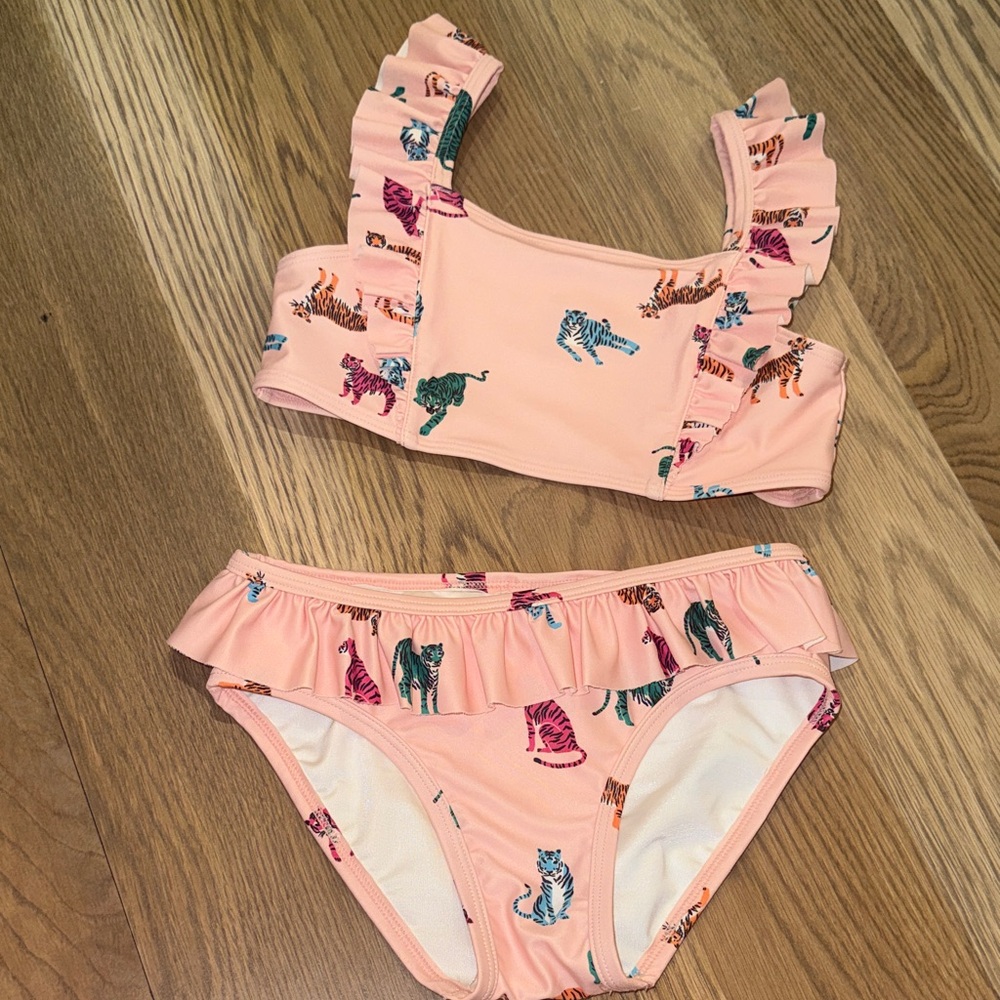 Tucker + Tate Pink Tiger Print Kids Bikini